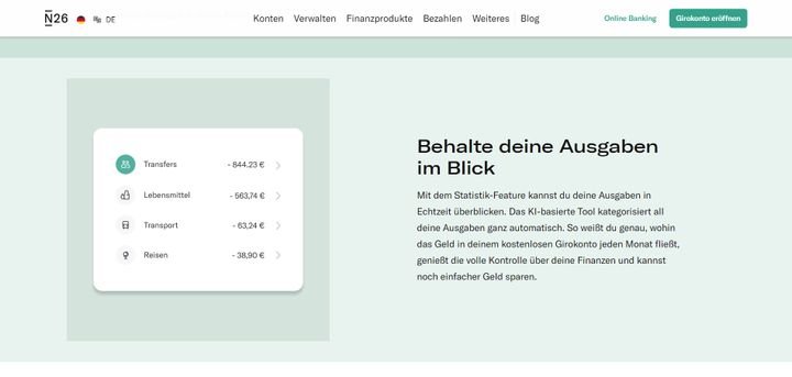 Die Kontoführung mit N26 findet hauptsächlich online und in der mobilen App statt