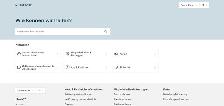 Der Support für N26 ist größtenteils online-basiert, als Live-Chat, E-Mail oder in den FAQ des Anbieters