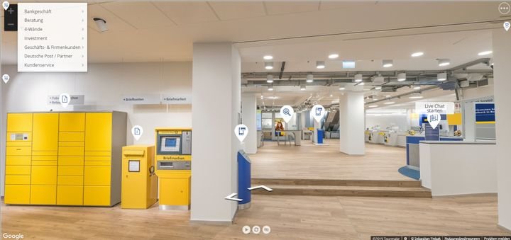 Ein besonderer Kniff wenn Sie online Services und Beratung in Anspruch nehmen wollen ist der Rundgang durch die virtuelle Filiale