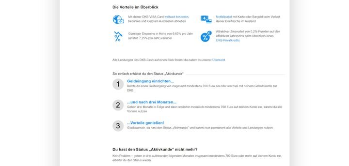 Aktivkund:innen mit einem bestimmten monatlichen Zahlungseingang profitieren von zusätzlichen Leistungen