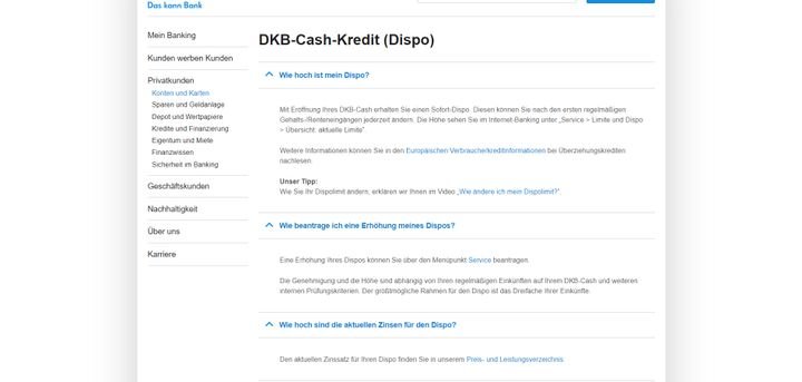 Die Dispokonditionen des DKB Girokontos sind im Vergleich besonders attraktiv