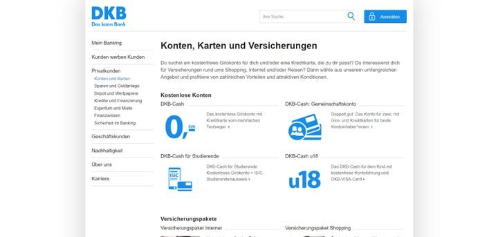 Die DKB bietet eine Reihe von Kontomodellen an, zum Beispiel auch Gemeinschafts- oder Studierendenkonten