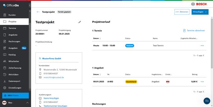 Der Projektordner sammelt alle Dokumente, Bilder und Informationen zu einem Auftrag