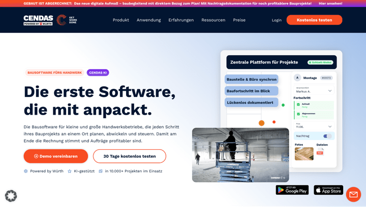 CENDAS möchte die erste Software sein, die “mit anpackt” – was es damit auf sich hat schaue ich mir für dich in meiner Produktübersicht des Baustellentools an
