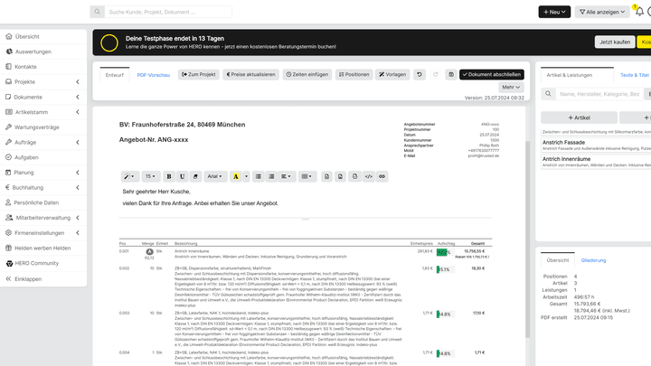 Der Dokumenten-Editor in HERO ist komfortabel zu bedienen und liefert schnelle Ergebnisse
