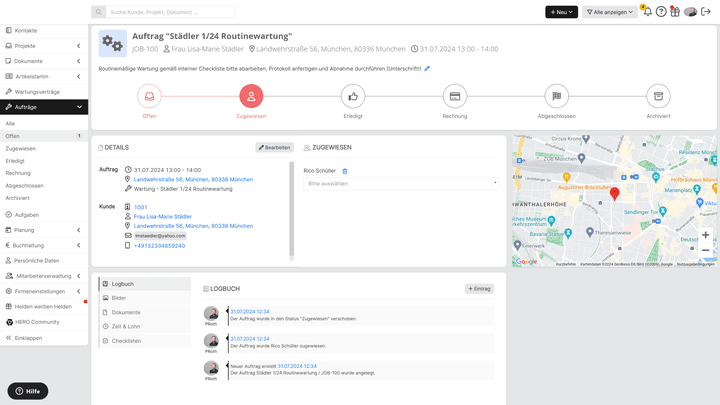 Über die Auftragspipeline hast du Außeneinsätze immer gut im Blick