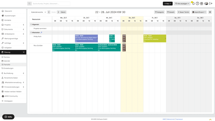 Die Plantafel erlaubt eine saubere Einsatz- und Ressourcenplanung für kleine bis mittelgroße Teams