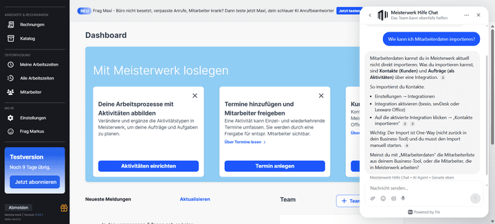 Bei konkreten Fragen kann dir auch die KI Markus weiterhelfen.