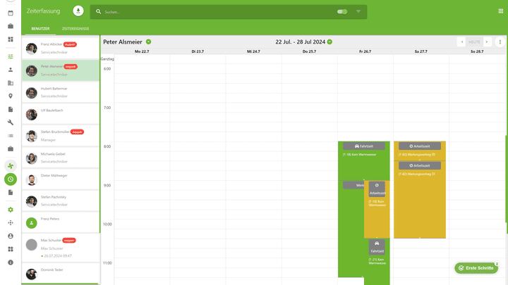 Die Zeiterfassung läuft über Zeiteinträge oder du nutzt einfach die Stoppuhr der mobilen App