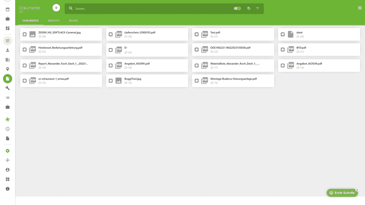 Ein Blick auf die Dokumenten- und Belegablage in mfr. Unspektakulär aber funktional.