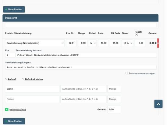 Das Aufmaß lässt sich sowohl in der Büroversion als auch in der App erstellen