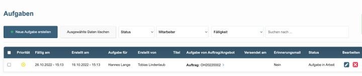 Die Aufgabenerstellung ist simpel und übersichtlich gelöst