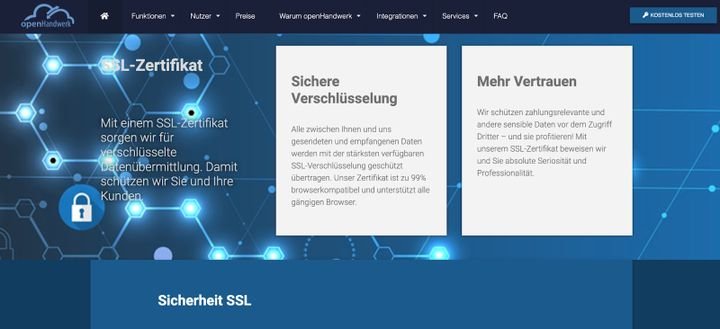 Die Sicherheit Ihrer Daten ist bei openHandwerk gegeben