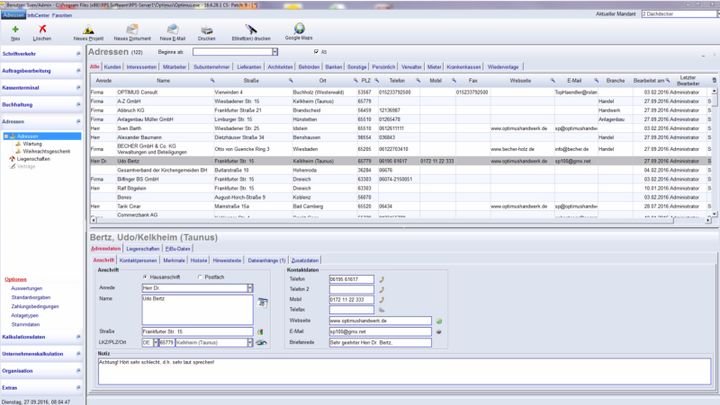 Die Kontaktdatenverwaltung ist übersichtlich und leicht zu bedienen, die Benutzeroberfläche erinnert an gängige Office-Programme