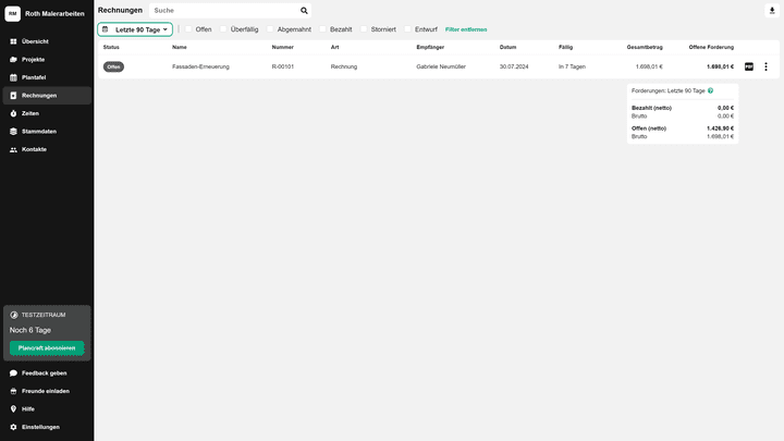 Alle Zahlungen kannst du direkt über plancraft verwalten - allerdings gibt es bisher keine Online-Banking-Schittstelle