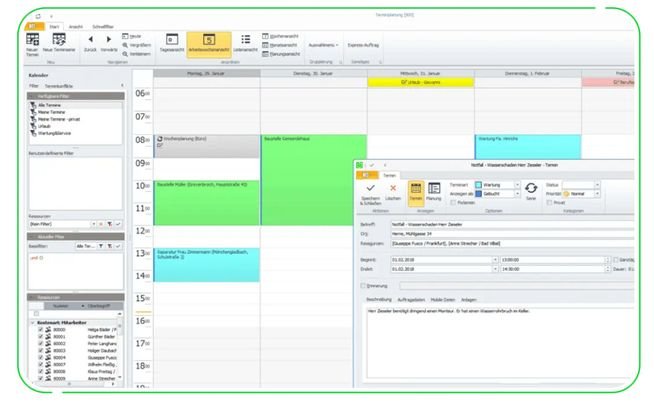 Sage 50 Handwerk bietet eine übersichtliche Terminverwaltung an. Dank dem Regiezentrum behalten Sie stets den Überblick über alles was ansteht