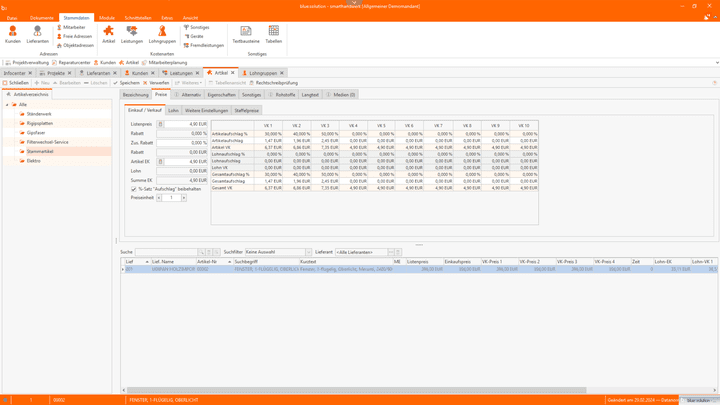 Die Kalkulation von Artikel und Leistungen ist etwas kleinteilig, dafür aber eben auch sehr genau