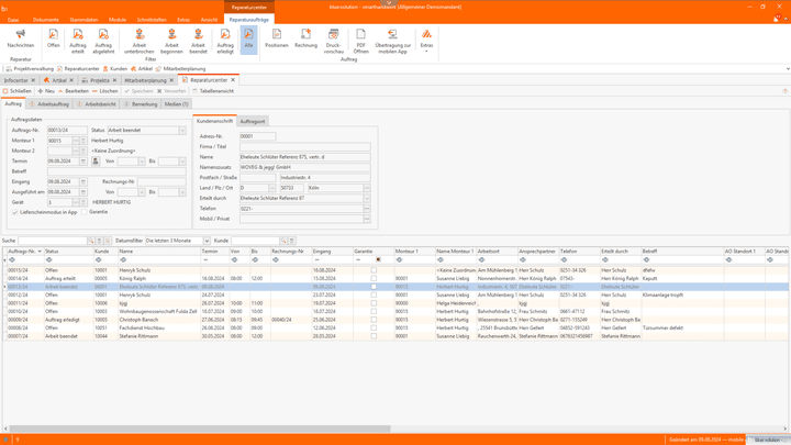 Über das Reparaturcenter kannst du Serviceaufträge besser überwachen und verwalten