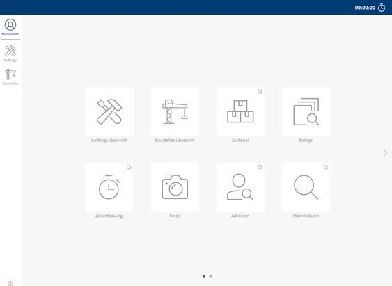 Ein Blick in die aufgeräumte Tablet-App, die durch Nüchternheit und Übersichtlichkeit überzeugen kann