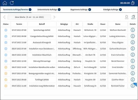 Alle aktuellen Aufträge hast du auch mobil dank der Auftragsübersicht stets im Blick