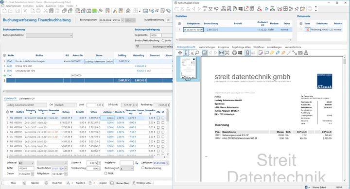 Ein Blick in die Finanzbuchhaltung von STREIT, die direkt von Start mit integriert ist