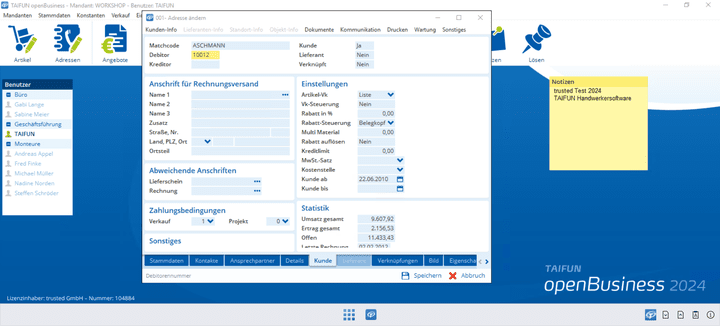 Oben im Fenster, unten im Fenster … TAIFUN wirkt teilweise sehr überladen und komplex.