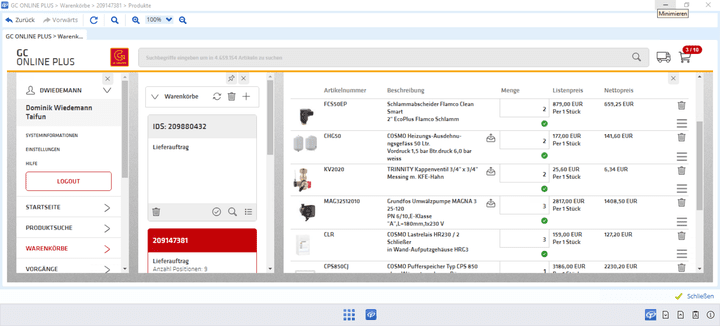 Dank der Großhandelsschnittstelle füllen Sie Angebote und Rechnungen mit ein paar Klicks mit den Live-Artikeldaten