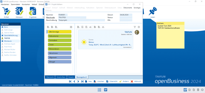 In der digitalen Projektmappe sammeln Sie alle wichtigen Informationen, Dokumente und Co.