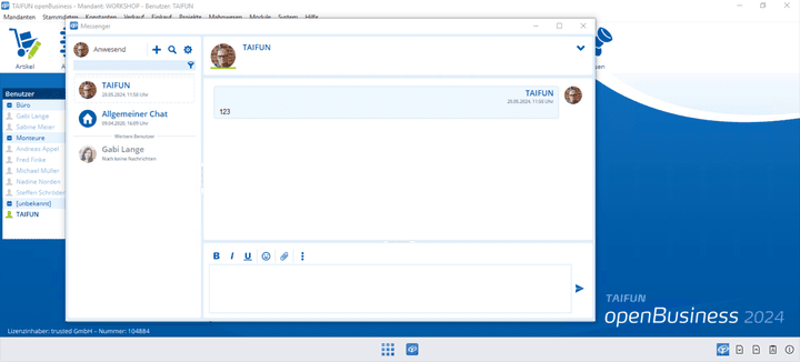 Mit dem Messenger stehst du immer im Austausch mit deinen Mitarbeiter:innen
