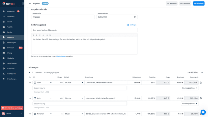 Der Dokumenteneditor ist super einfach zu bedienen und liefert schnelle Ergebnisse