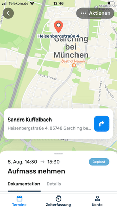Die Terminverwaltung über die mobile App hat gut funktioniert