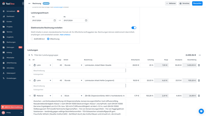 Rechnungen kannst du ganz einfach aus Angeboten generieren