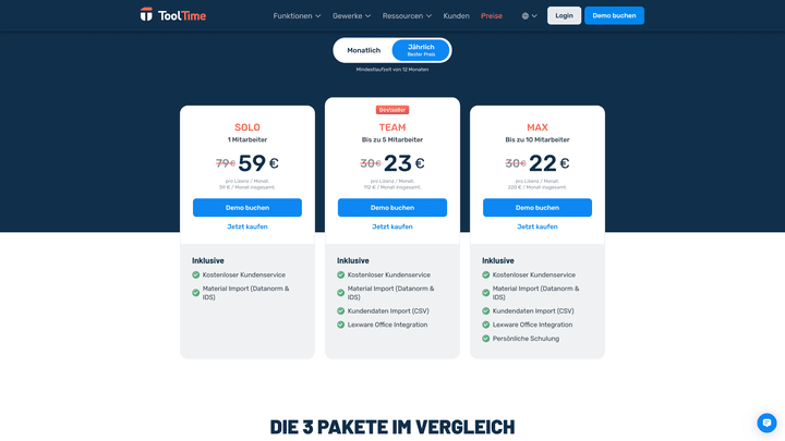 ToolTime gibt es für Einzelkämpfer:innen, kleine Teams und größere Betriebe