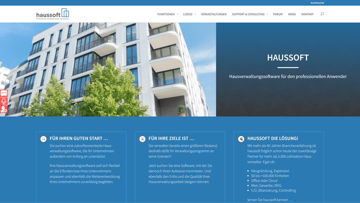 Die Webseite von haussoft besticht mit einem frischen und modernen Design