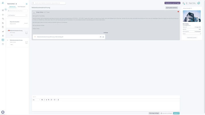 Das Mieterportal mit seiner integrierten Nachrichtenfunktion ist eine der Stärken von immocloud