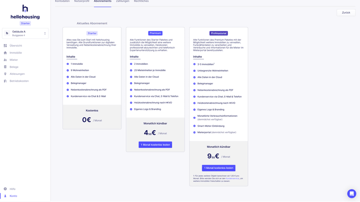 Die Preise von hellohousing in der Übersicht