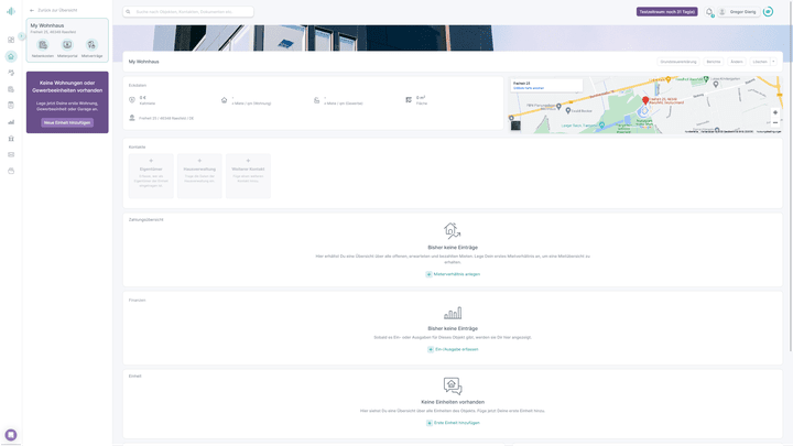 Ein Objekt ist schnell angelegt: Sie legen lediglich einen Namen und die Adresse fest. Alles Weitere folgt später.