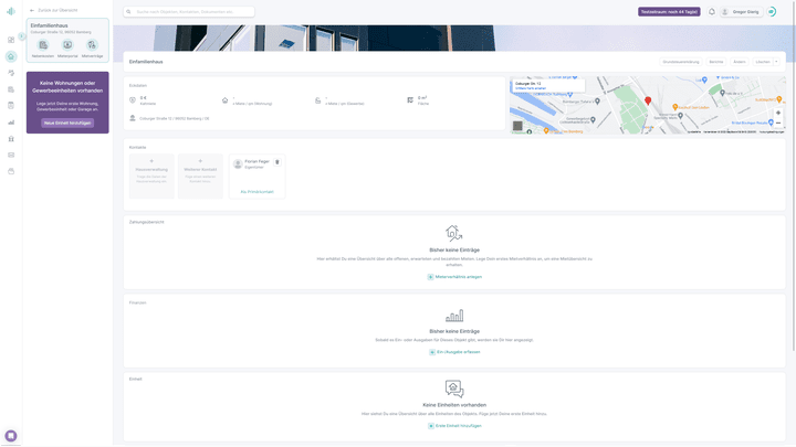Über die Felder im Bereich “Kontakte” greifen Sie direkt auf hinterlegte Personen (z.B. auch Handwerker:innen) zu