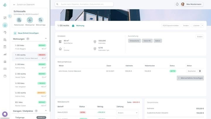 Die Objektübersicht in immocloud glänzt durch ein schickes und übersichtliches Design und hat die wichtigsten Infos auf einen Blick parat