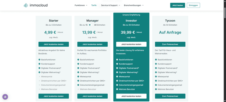Im Vergleich sind die Preise echt happig - immocloud bietet aber auch sehr viel fürs Geld