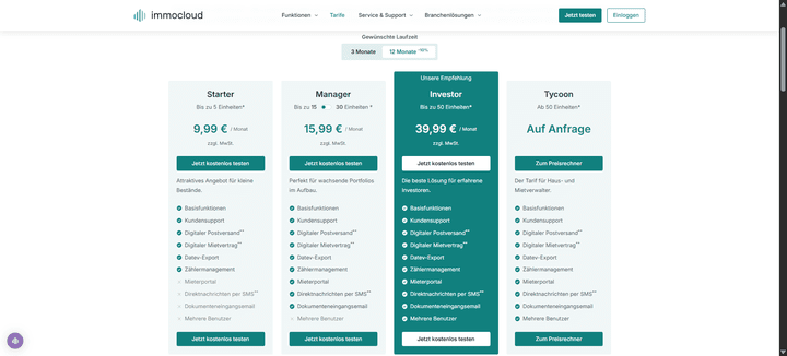 Im Vergleich sind die Preise echt happig - immocloud bietet aber auch sehr viel fürs Geld