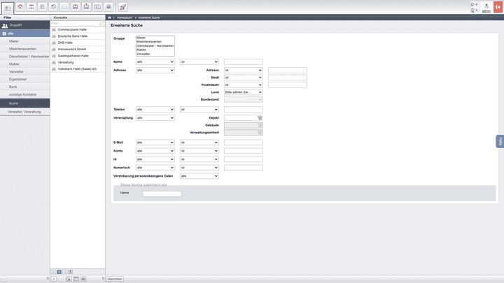 Auch die Suchfunktion der Kontaktdatenbank ist umfangreich - wenn Sie tausende Kontakte in ihrem Telefonbuch haben, ist dieses Tool definitiv das richtige für Sie