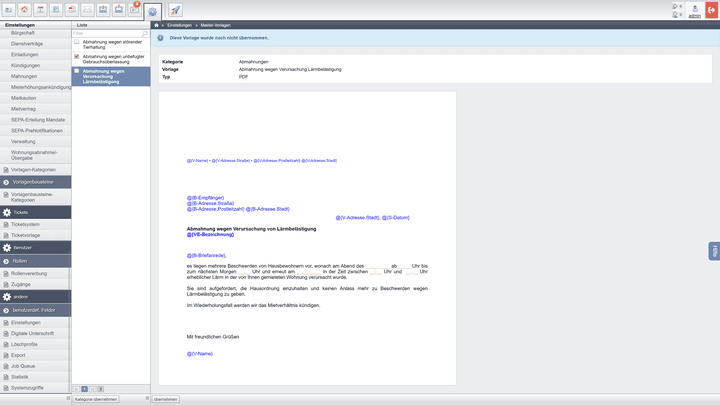Vorlagen bietet Immoware24 viele - unter anderem Abmahnungen wegen Tierhaltung, Untervermietung oder Lärmbelästigung