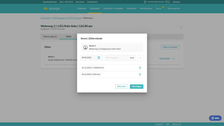 Das Tool für Zählerstände ist relativ simpel - aber gut!