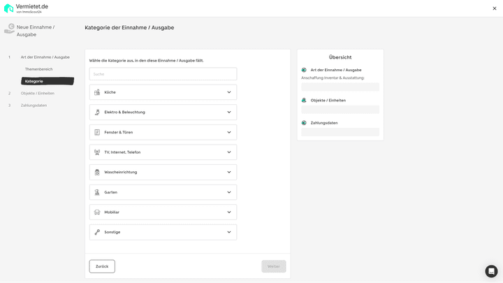 Auch die Rechnungserstellung bei größeren Anschaffungen deckt Vermieten+ eine Menge Anwendungsfälle ab