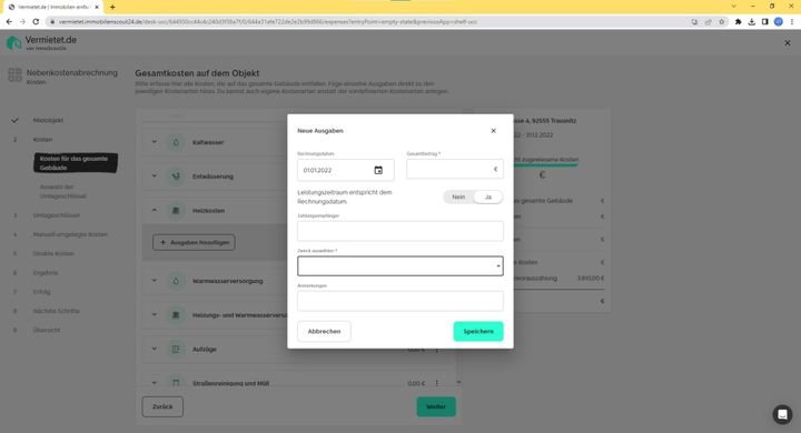 Zusätzliche Ausgabenposten legen Sie in der Betriebskostenabrechnung unkompliziert auf die Mieter um.