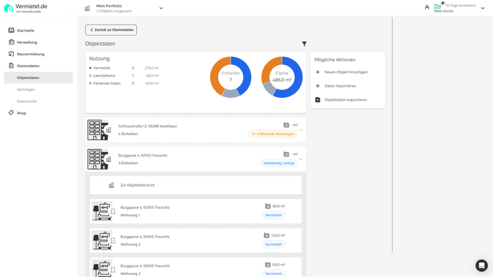 Die Diagramme oben sind hilfreich - im Dropdown-Menü direkt darunter wird es schon bei nur zwei Objekten recht unübersichtlich