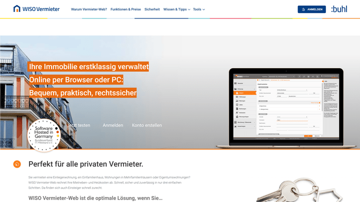 Die Software von WISO Vermieter-Web nutzen Sie entweder aus der Cloud oder als Download-Variante
