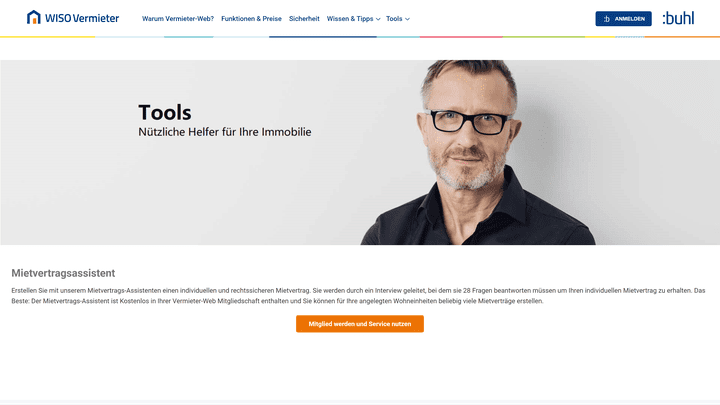 Mit dem Mietvertragsassistenten legen Sie rechtssichere Verträge an, sobald Sie Kunde von WISO Vermieter-Web sind