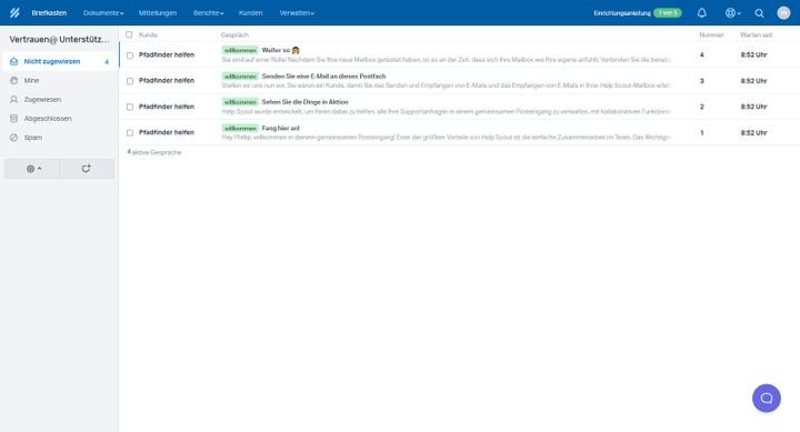 Gut sichtbar sind die Kategorien “Zugewiesen” / ”Nicht zugewiesen”